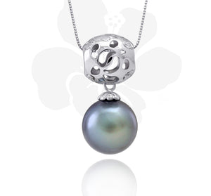 Tahitian pearl pendant in silver - Aloha! - PESVPE01793