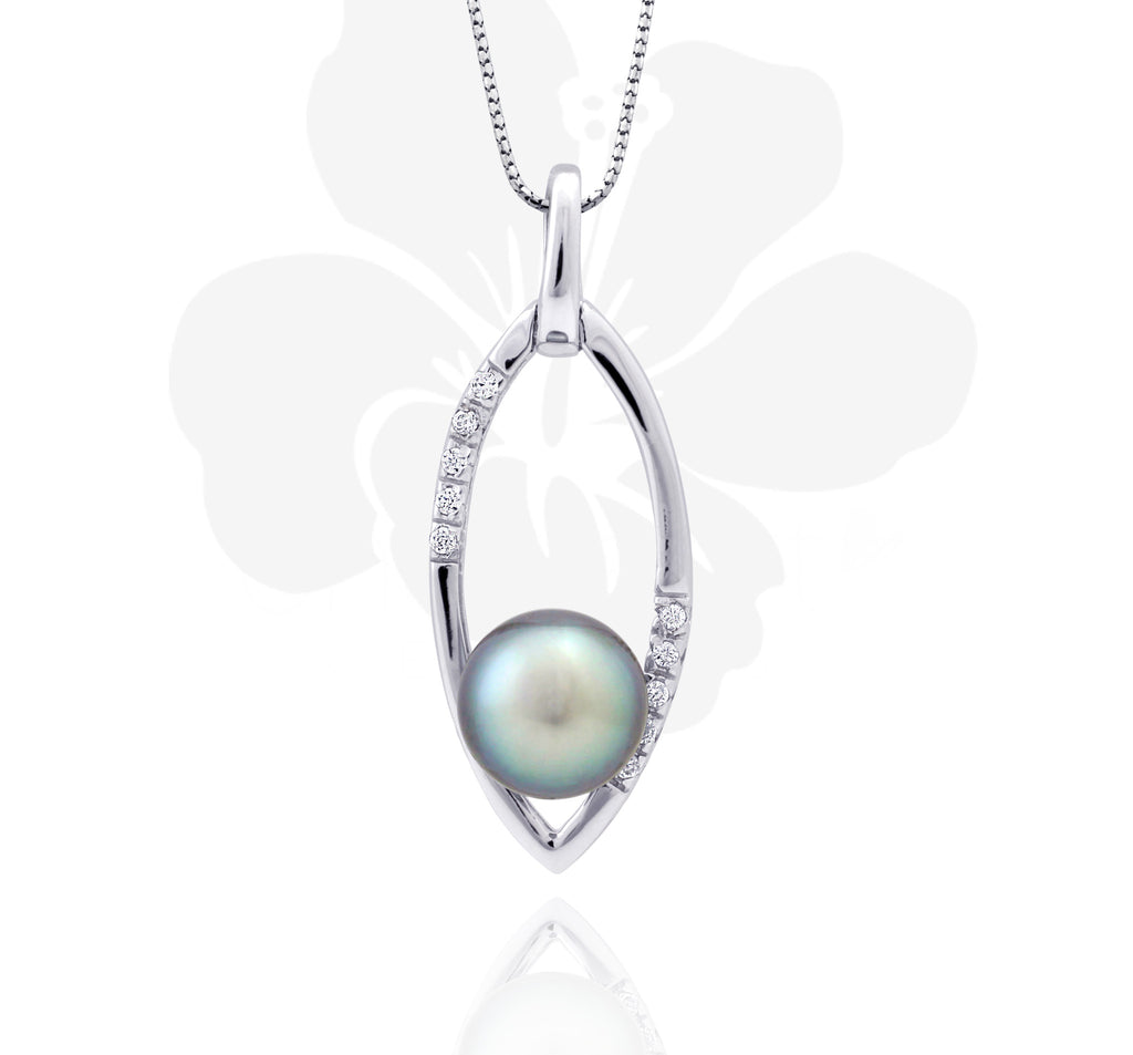 Tahitian pearl pendant in silver - Aloha! - PESZPE00080