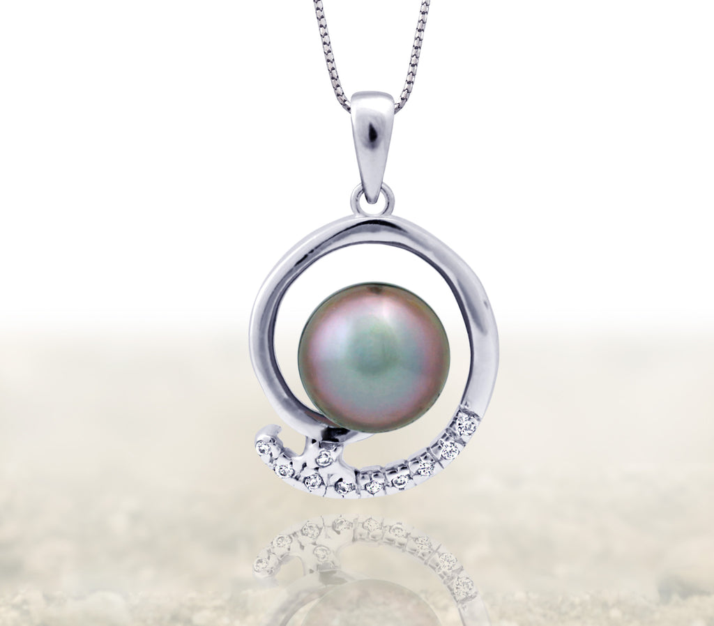 Tahitian pearl pendant - Silver - Circle of Life - PESZPE00075