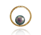 Tahitian pearl pendant - 14k yellow gold - Circle of Life