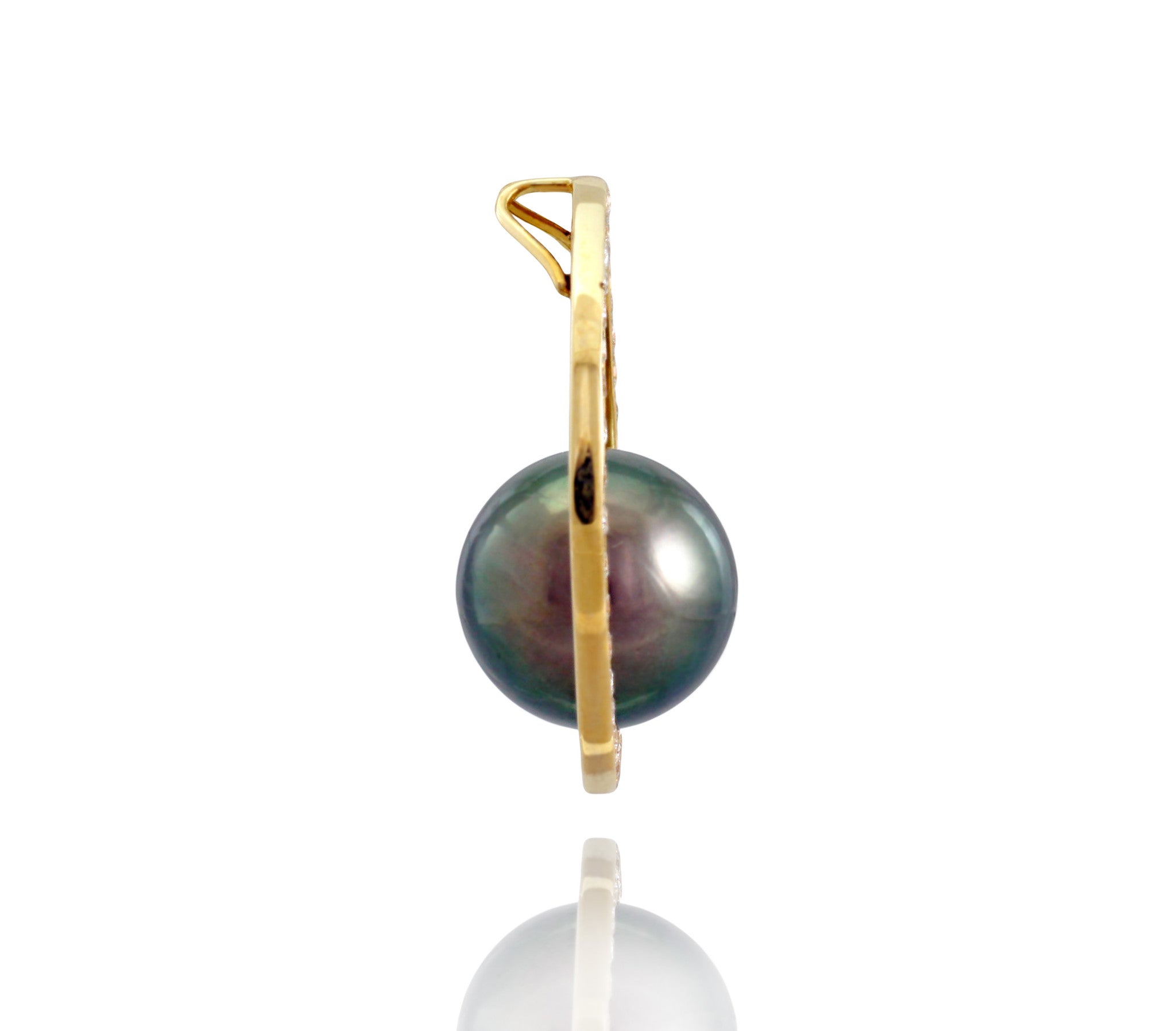 Tahitian pearl pendant - 14k yellow gold - Circle of Life