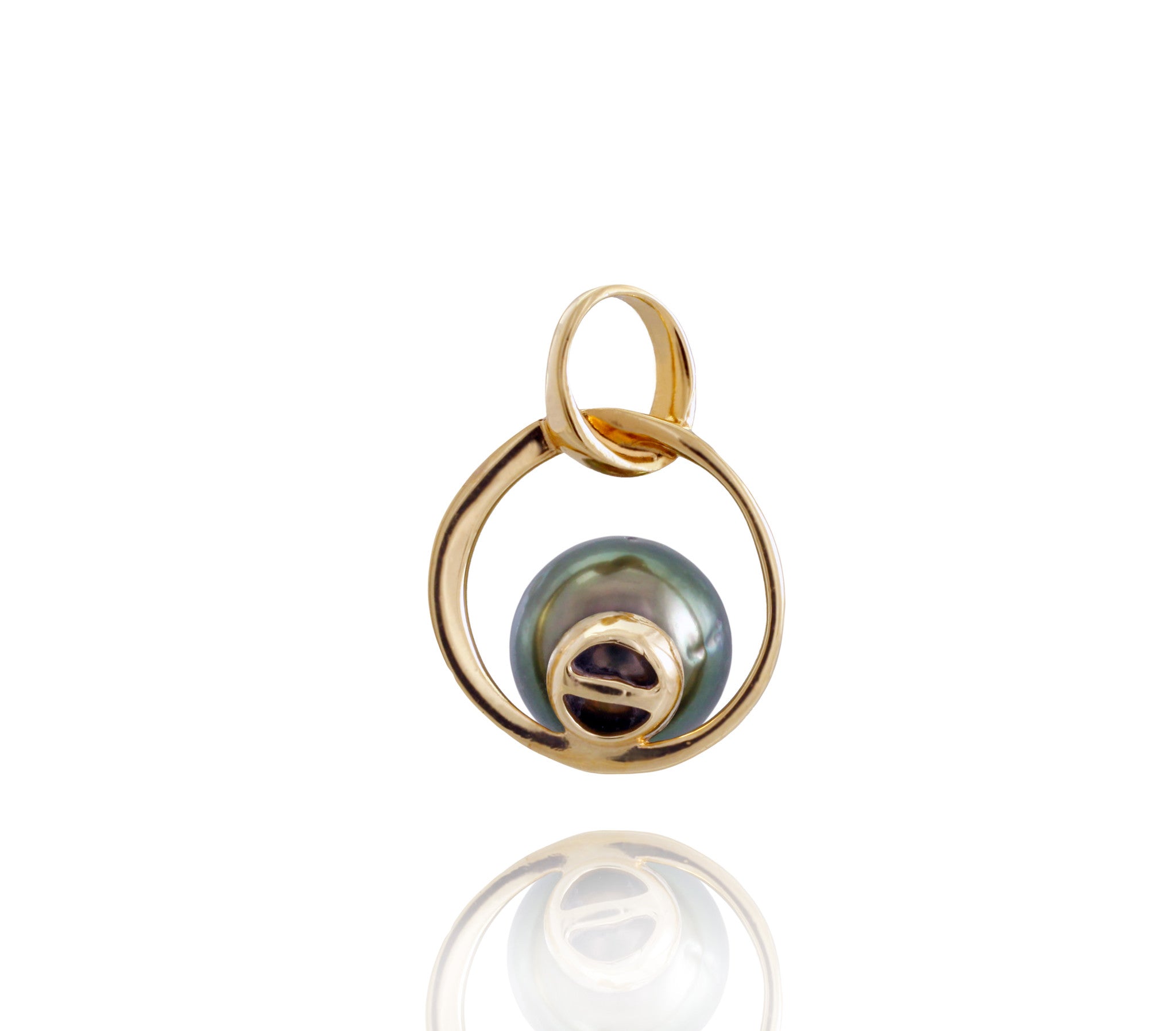 Tahitian pearl pendant 18k yellow gold - Circle of Life