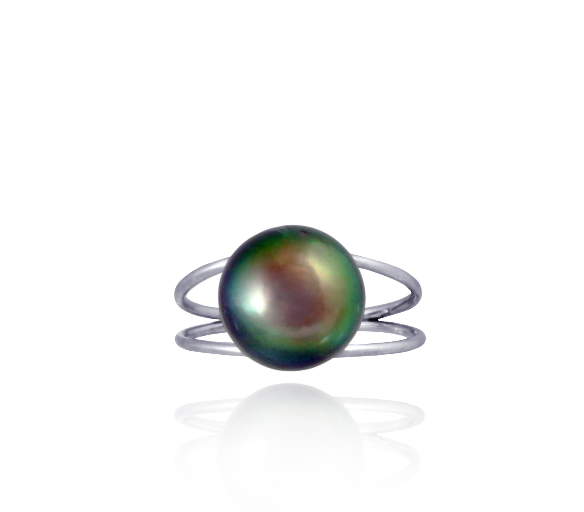 Tahitian pearl ring - 18K white gold - RGWGPE00039
