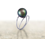 Tahitian pearl ring - 18K white gold - RGWGPE00039