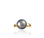 Tahitian pearl ring - 18k white gold - RGYGPE00022