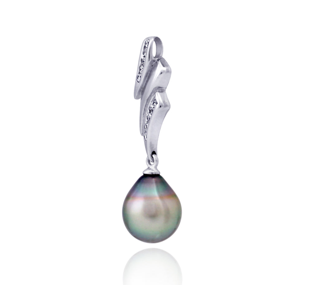 Pendentif perle de Tahiti en argent - collection gouttes de rosée - PESZPE00069
