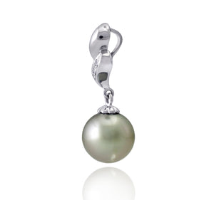 Colgante de perlas de Tahití en plata - colección de gotas de rocío - PESZPE00514 - Verde pastel