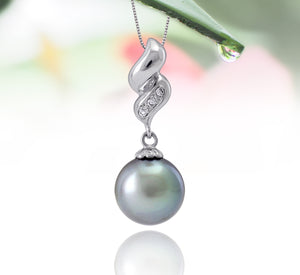 Colgante de perlas de Tahití en plata - colección de gotas de rocío - PESZPE00514 - azul pastel