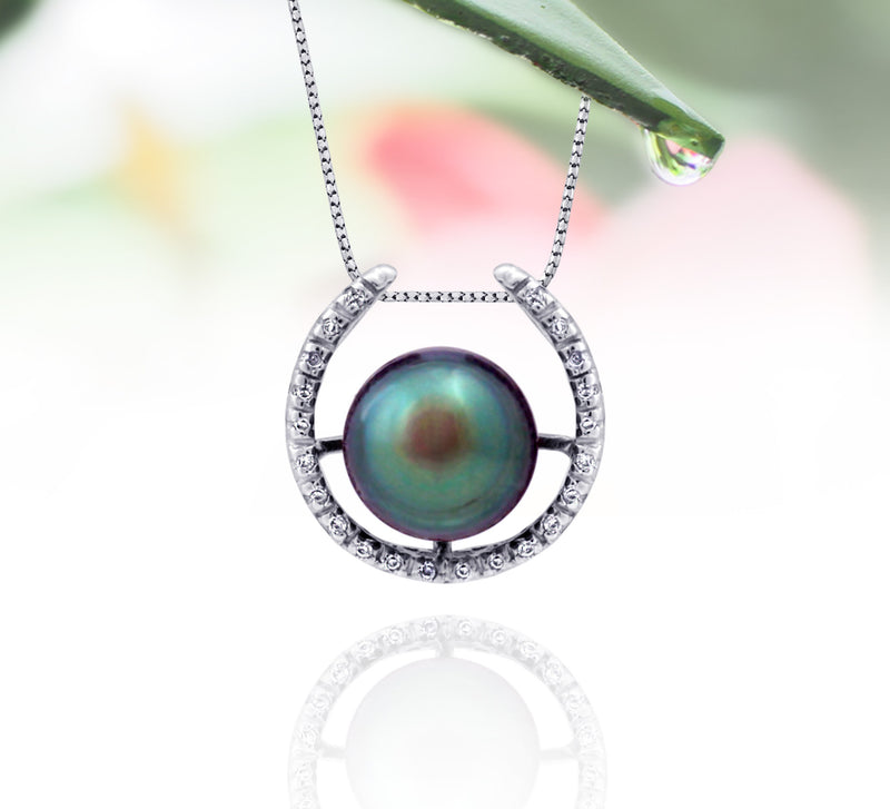 Tahitian pearl pendant in silver - dewdrops collection - PESZPE00064