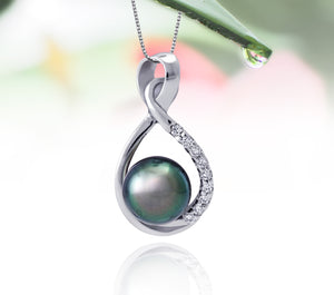 Colgante de perlas de Tahití en plata - colección de gotas de rocío - PESZPE00078 - azul verde