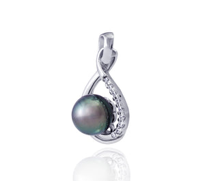 Colgante de perlas de Tahití en plata - colección de gotas de rocío - PESZPE00078 - azul verde