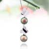Tahitian pearl pendant in 18k white gold and diamonds - Dewdrops - PEWDPE00543