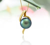 Pendentif perle de Tahiti en or jaune 18k - Gouttes de rosée - PEYGPE01096