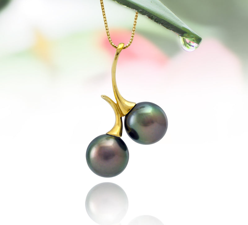 Tahitian pearl pendant in 18k yellow gold - Dewdrops collection - PEYGPE01131