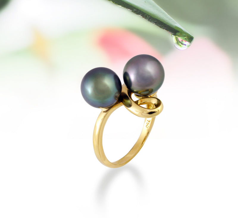 Tahitian pearl ring - 18K white gold - RGYGPE00028