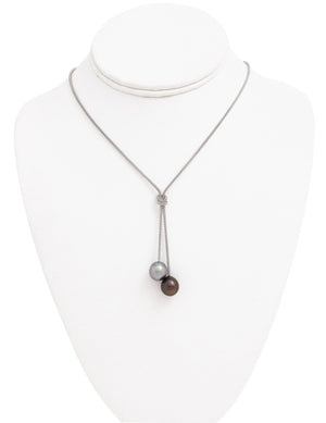 Collar de perlas "Toi & Moi" - Plata de ley