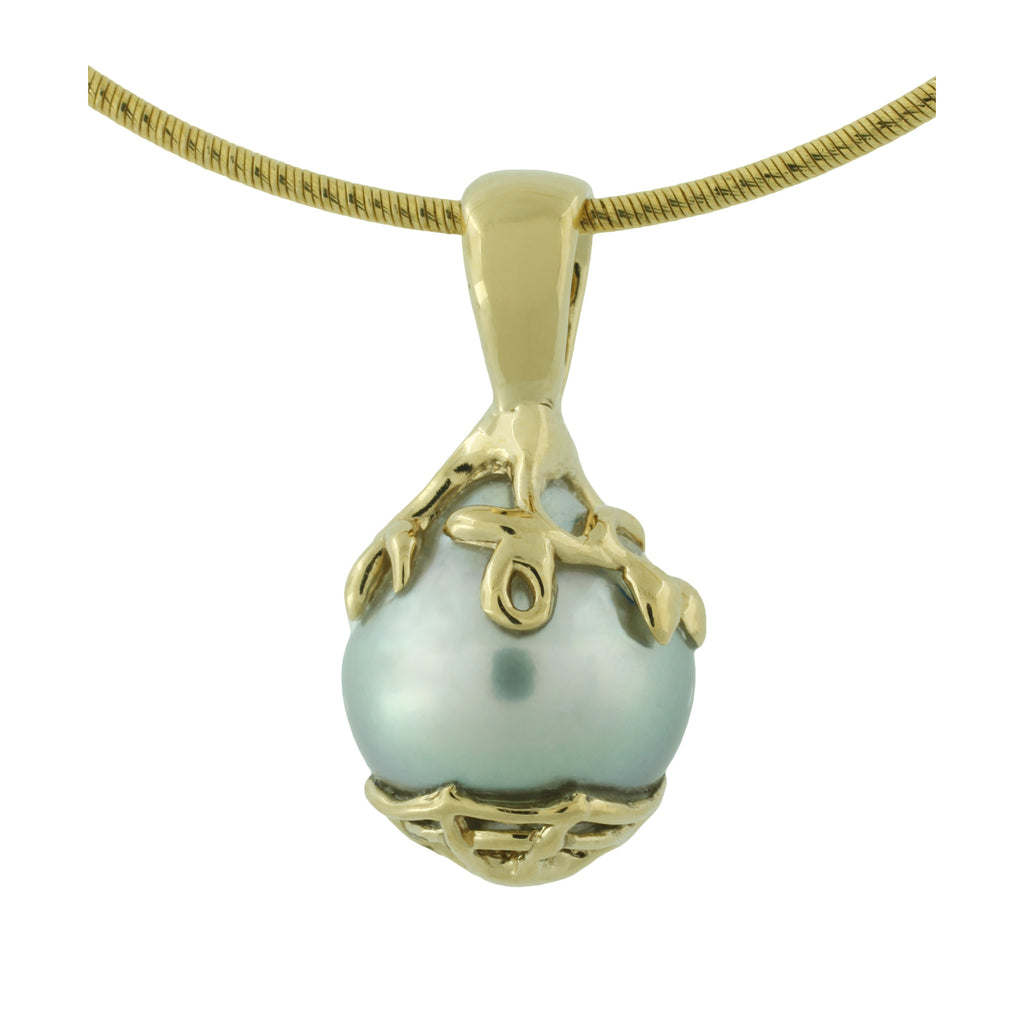 Tahitian pearl pendant gold plated - Te Ora - PEGPPE01415
