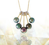 Collar de perlas de Tahití - 14k / 18k oro amarillo con diamantes - Gotas de arco iris - NDYDPE00020