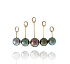 Tahitian pearl necklace - 14k/18k yellow gold with diamonds - Rainbow drops