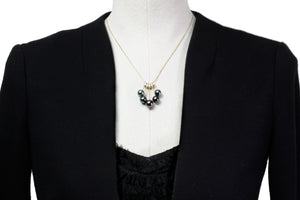 Collar de perlas de Tahití - 14k / 18k oro amarillo con diamantes - Gotas de arco iris - NDYDPE00020