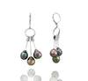 Tahitian pearl earrings in 18k white gold and diamonds - Rainbow drops- EAWDPE00053