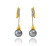 Pendientes de perlas de Tahití 18k oro amarillo con diamantes - Gotas de arcoíris - EAYDPE00081