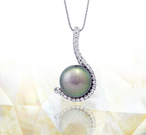 Colgante de perlas de Tahití en plata - Gotas de arcoíris- PESZPE00074