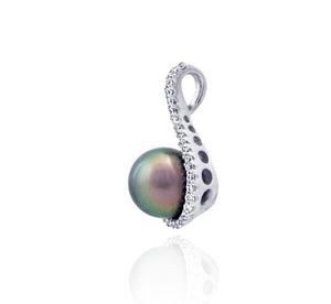 Colgante de perlas de Tahití en plata - Gotas de arcoíris- PESZPE00074