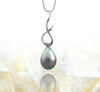 Tahitian pearl pendant - 18k white gold - Rainbow drops- PEWGPE01179