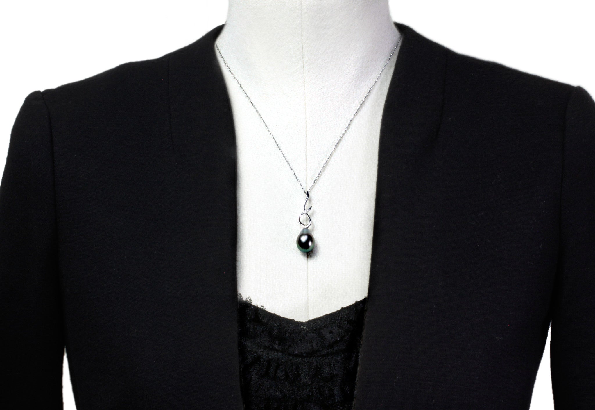 Tahitian pearl pendant - 18k white gold - Rainbow drops