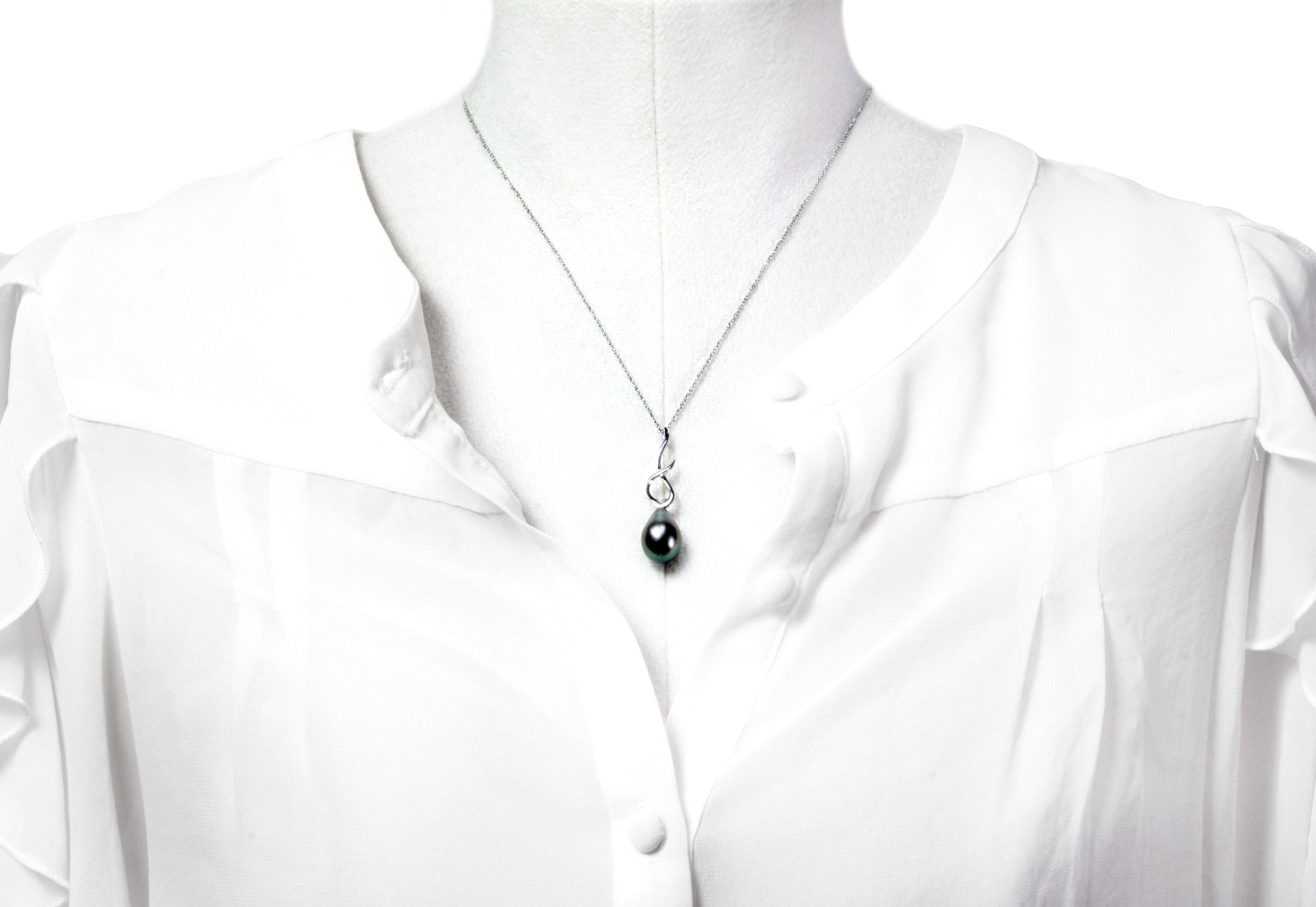 Tahitian pearl pendant - 18k white gold - Rainbow drops