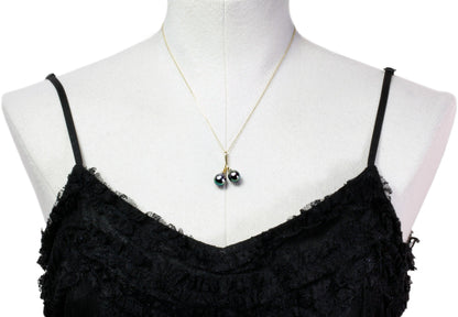 Pendentif perle de Tahiti - Or jaune 18 carats - Gouttes arc-en-ciel