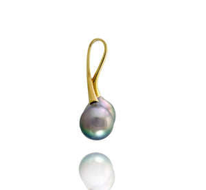 Colgante de perlas de Tahití - 18k oro amarillo - Gotas de arcoíris - PEYGPE01164