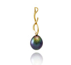 Tahitian pearl pendant - 18k yellow gold - Rainbow drops