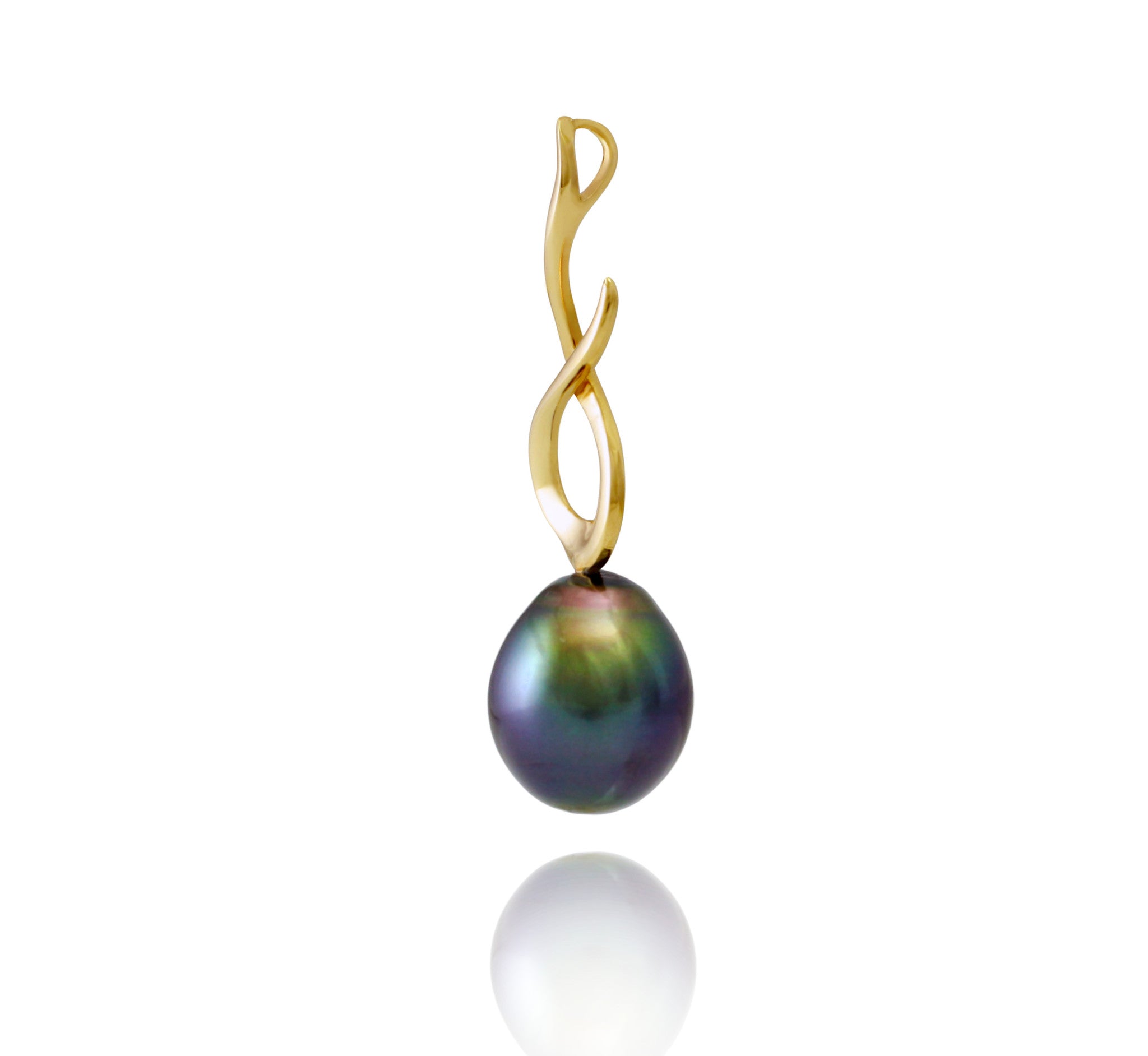 Tahitian pearl pendant - 18k yellow gold - Rainbow drops