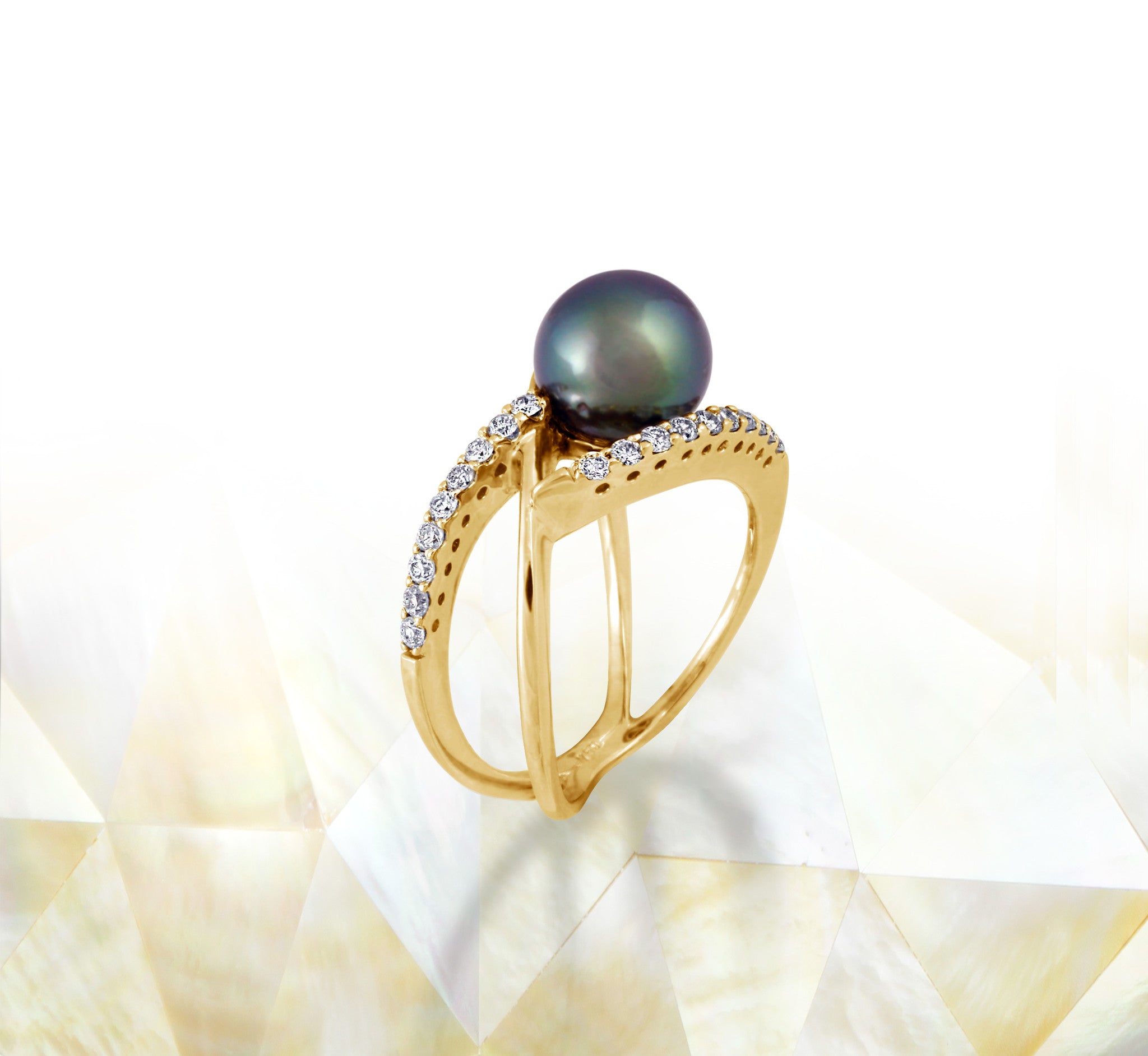 Tahitian Pearl & Diamond Cocktail Ring with Black Rhodium | New York  Jewelers Chicago