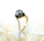 Tahitian pearl ring - 18K gold with Diamonds - RGYDPE00684