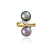 Anillo de perlas de Tahití - 18K oro blanco con diamantes - RGYDPE01011