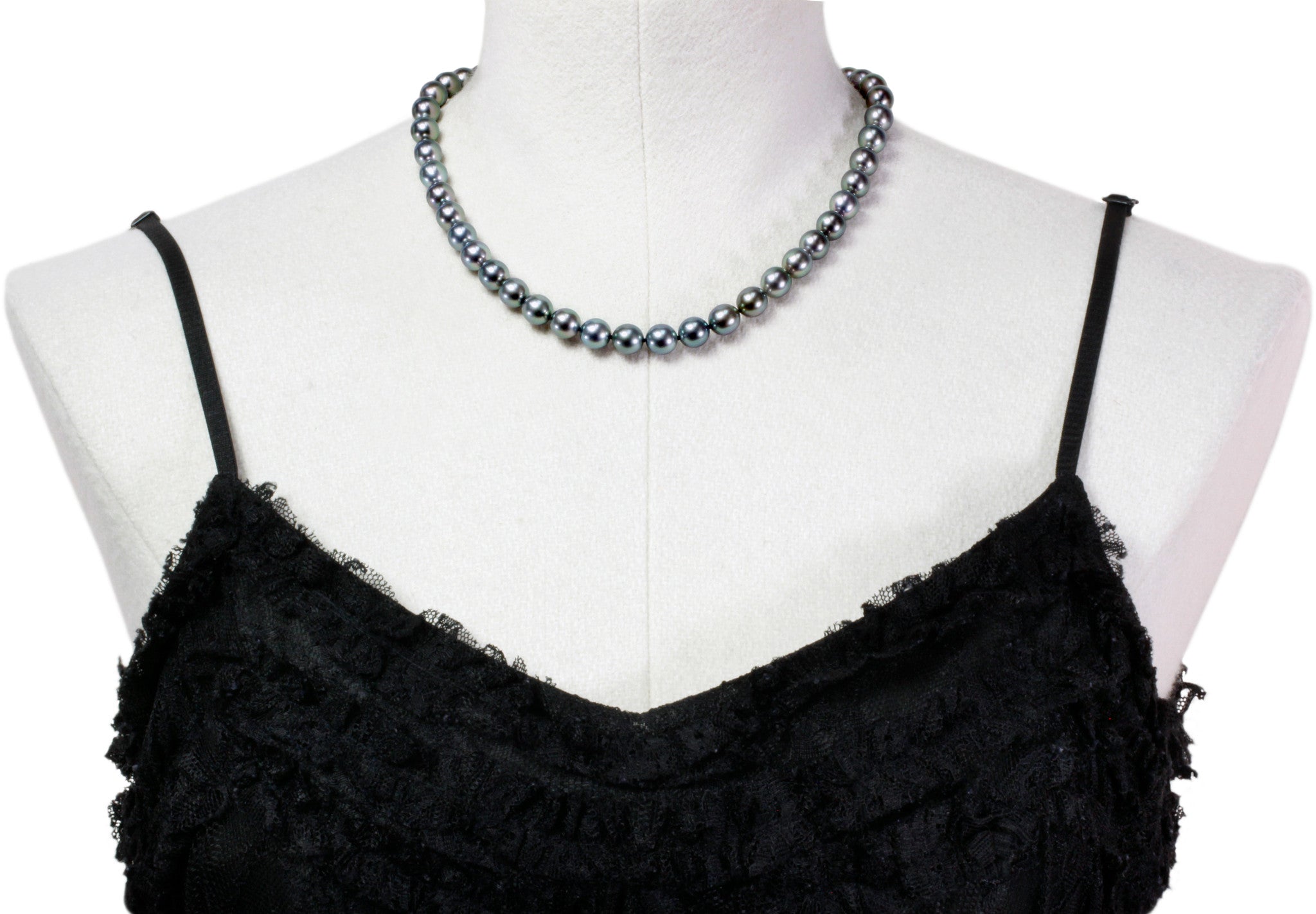 Tahitian pearl strand - 14K yellow gold clasp - NEYGPE01045