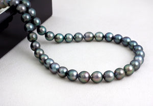 Hilo de perlas de Tahití - Cierre de plata - NECAUN00109