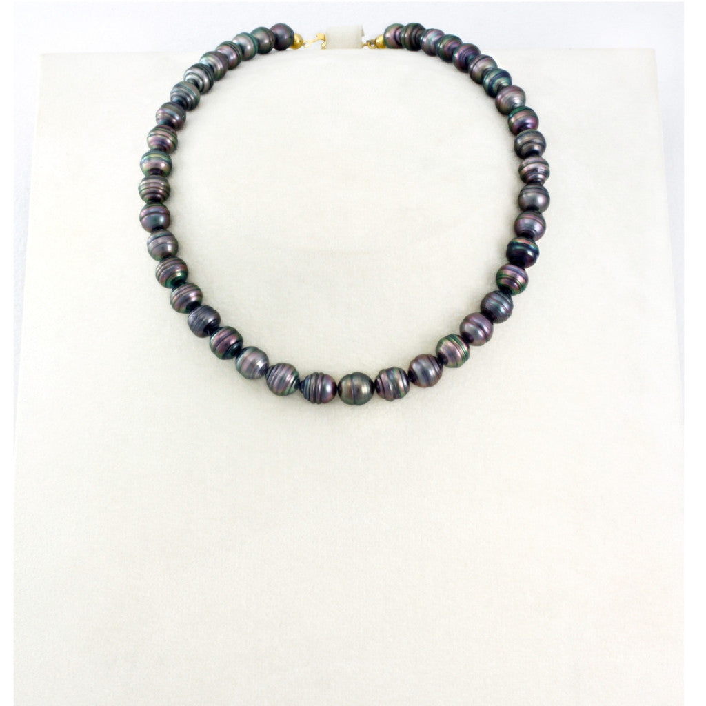 Tahitian pearl strand - Gold plated clasp - NECAUN02245