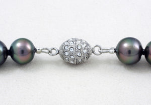 Hilo de perlas de Tahití - Broche de plata - NESZPE00003