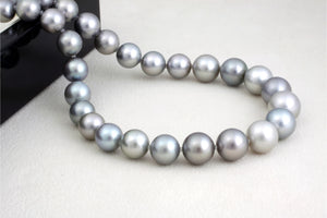 Hilo de perlas de Tahití - 14k broche de oro blanco - NEWGPE01015