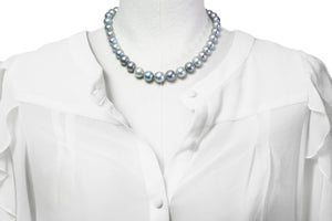 Hilo de perlas de Tahití - 14k broche de oro blanco - NEWGPE01015