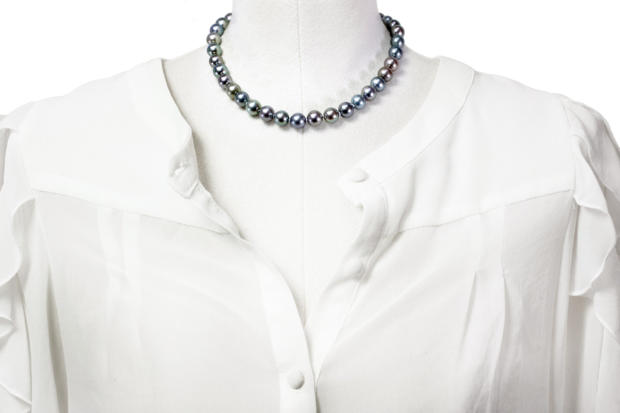 Tahitian pearl strand - 14K yellow gold clasp - NEYGPE01074